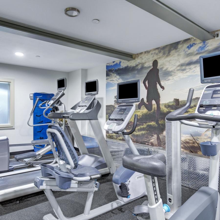 a room with exercise equipment